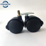 PVC PU Swivel Castor Wheels In Zinc Plated / Electrophoresis Finish 22mm Stem