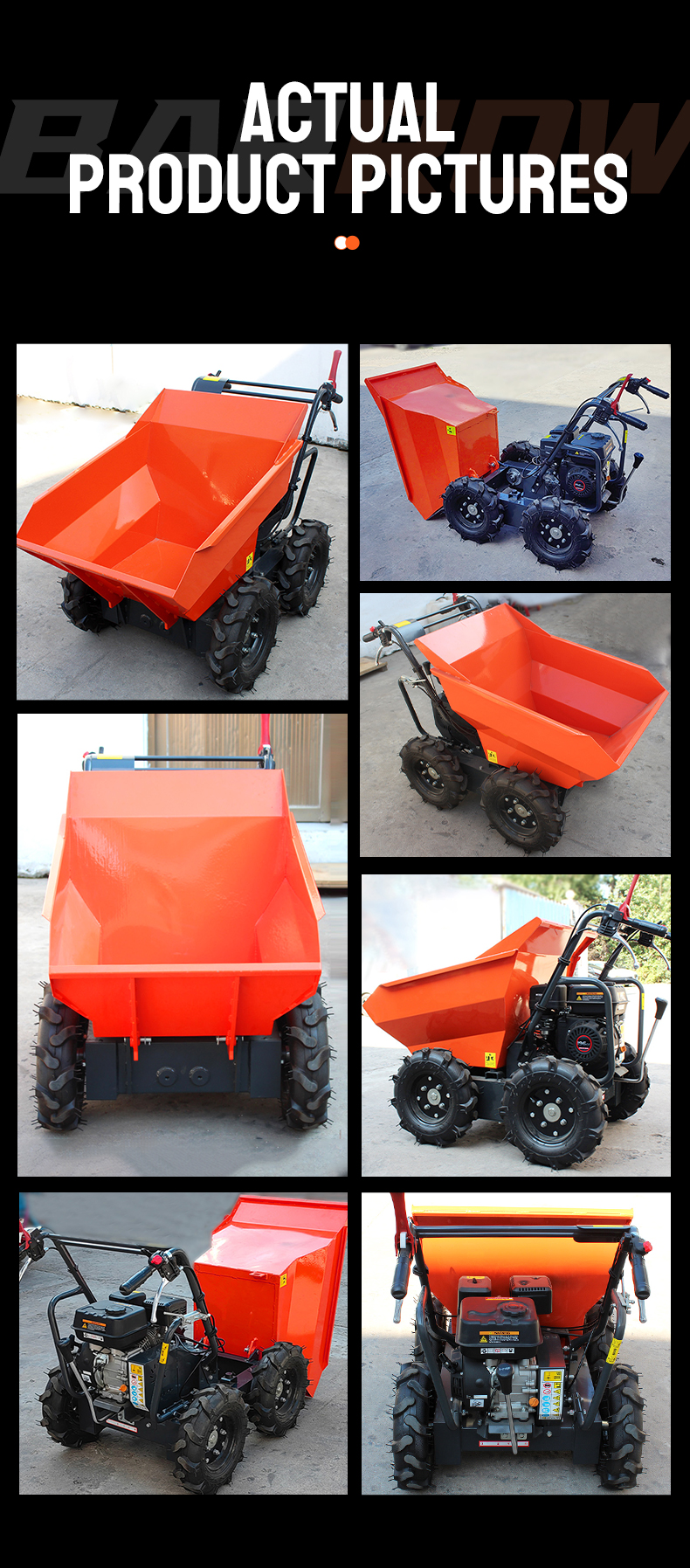 CE Approved 60 KW Electric Motorized Power Mini Dumper with 300kg Load Capacity Made
