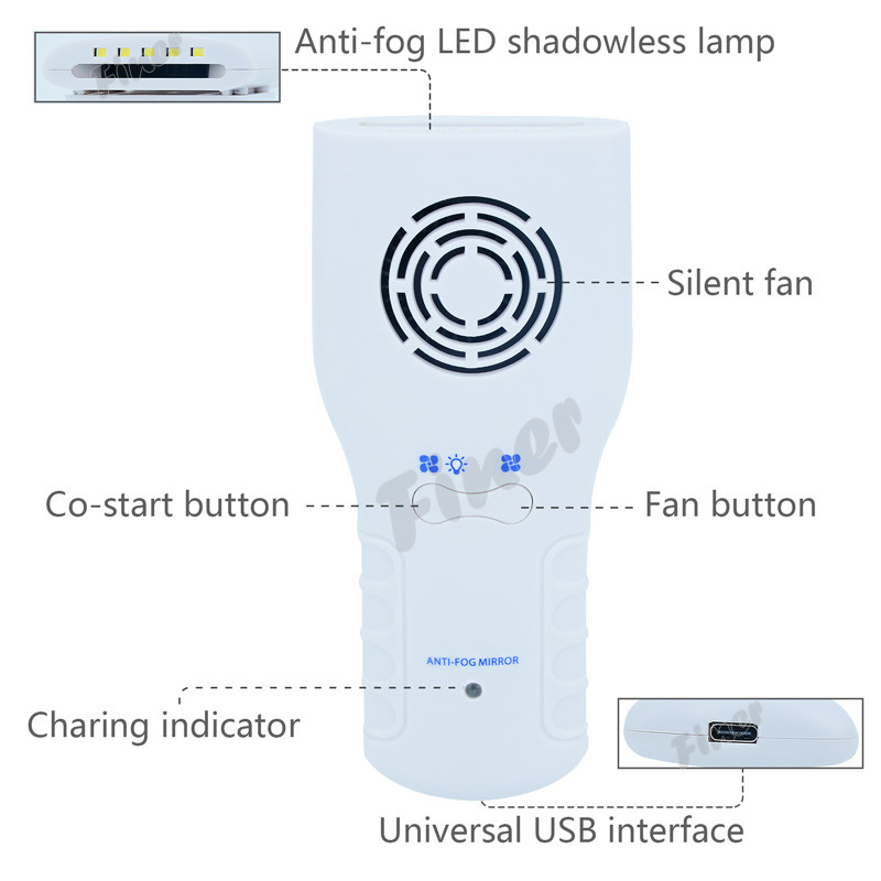 Orthodontic Practical LED Fog Free Photo Mirror Reflector Stainless Steel