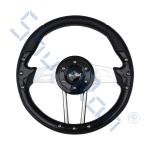 Golf Cart Aviator 4 Black Grip/Brushed Aluminum Spokes Steering Wheel