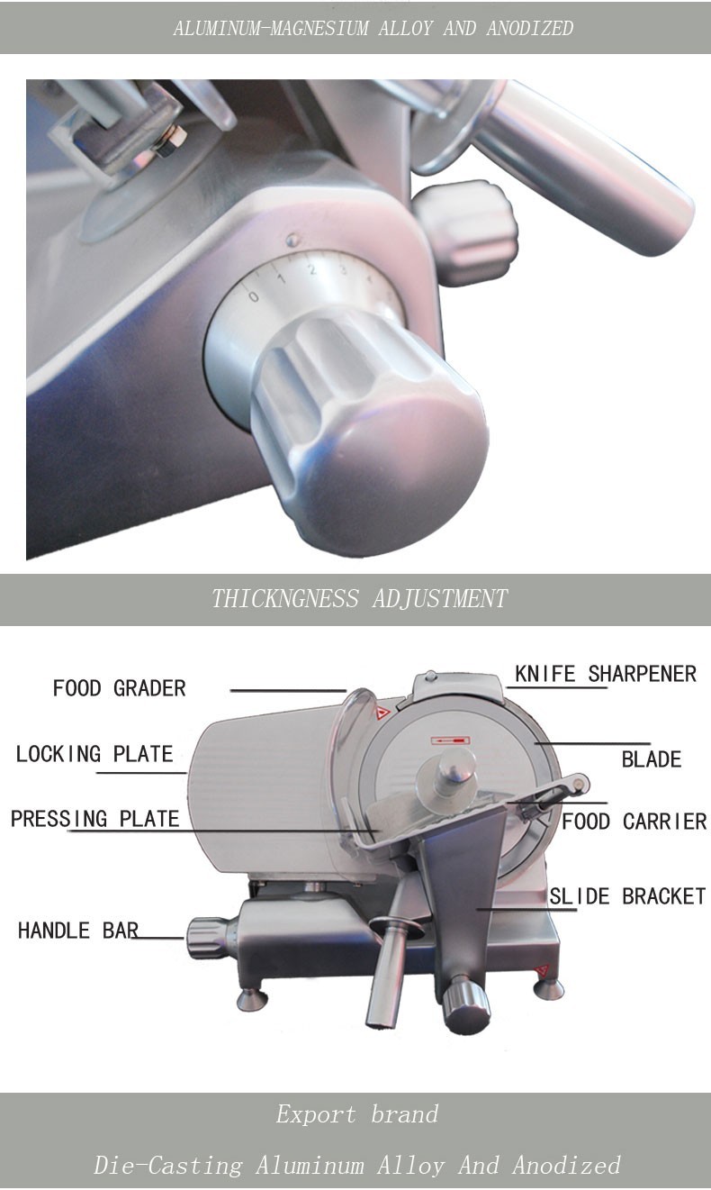 Luxury Electric Frozen Meat Slicer Aluminum Alloy Body Blade Dia.385mm Food Processing Equipment