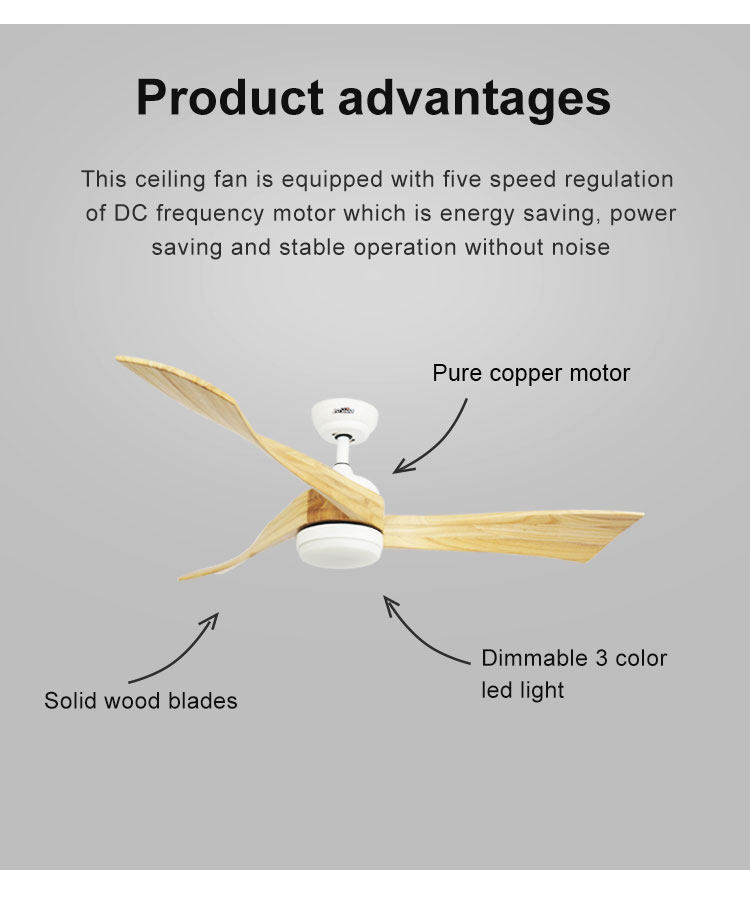 230V LED Ceiling Fan Lighting Remote Control and Fancy Wooden Blades for Home Office