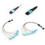 OM3 Aqua MPO Patch Cord 12/24 Cores MPO To LC Harness Fiber Cable
