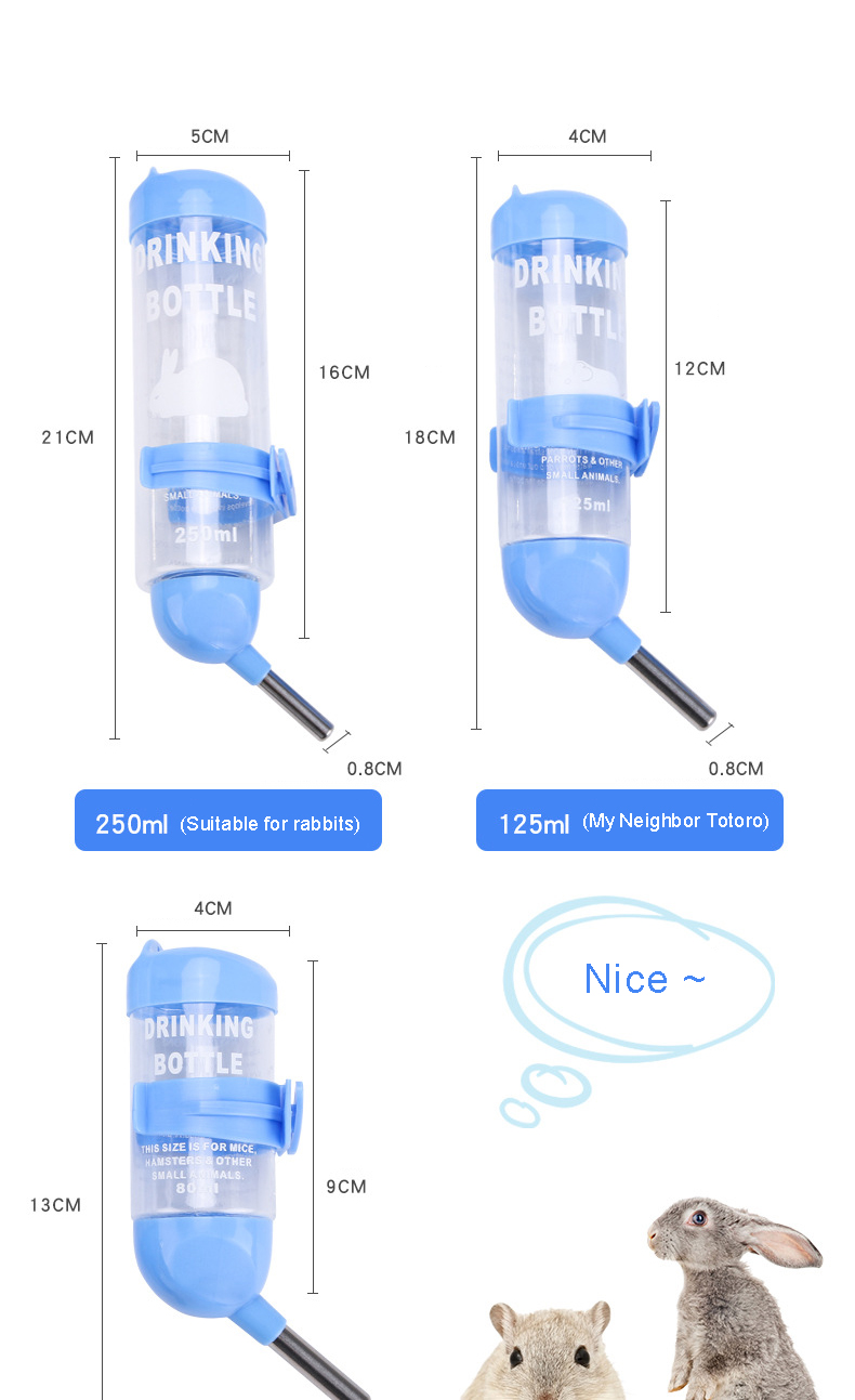 Plastic Water Bottle for Small Animals LCD Display 125ml like Hamsters and Rabbits