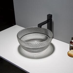 Wholesale Toilet Round Black Vessel Sink Glass Bathroom Crystal Transparent from china suppliers