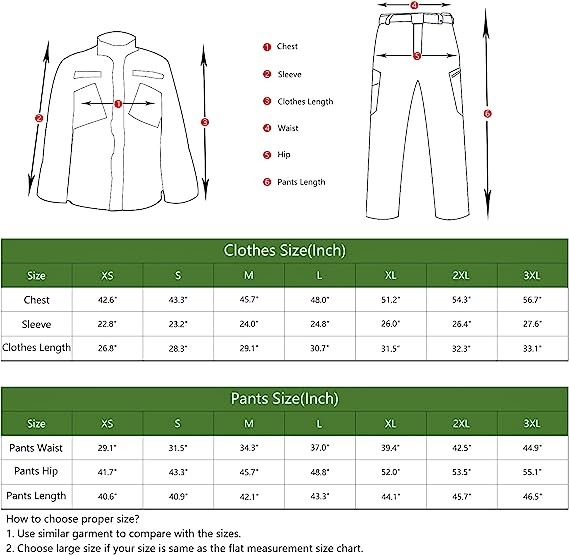 Military Uniform Suit Unisex Lightweight Military Camo Tactical Camo Hunting Combat BDU Uniform Army Suit Set