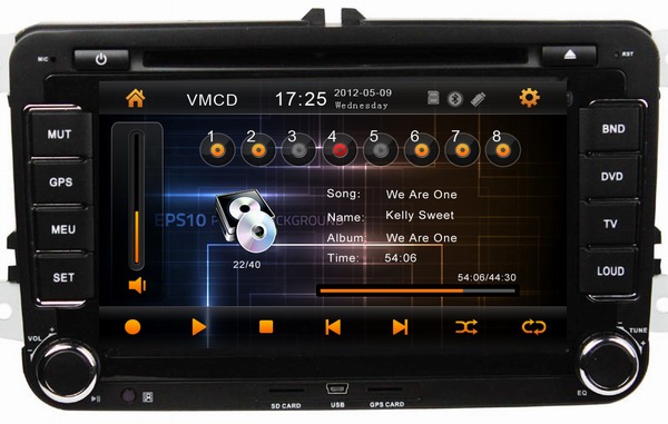 Car audio player for Volkswagen Golf 6 with iPod radio FM TV OCB-7008