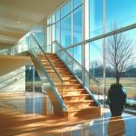 Modern Stainless Steel Handrails with Polished PSS Finish for Staircase Glass