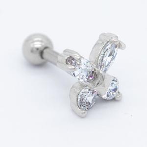 Wholesale Shinny Zircon Gems 6mm Cartilage Stud Earrings 16G Silver Flower Ear Stud from china suppliers