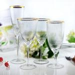 Gold Edge Clear Wine Champagne Water Glasses Party Personalised Wedding