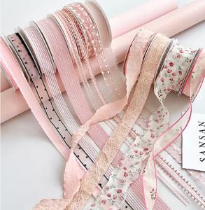 Wholesale Rizhao Honey Series Ribbon Flower Bouquet Decoration Float Handmade Floral DIY Gift Packaging Straps Polyester Material Color Fastness from china suppliers
