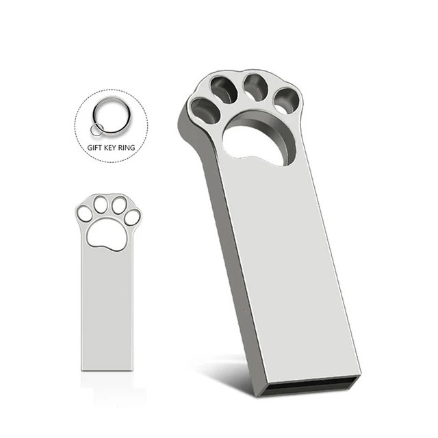 Dog Paw Shapes Metal USB Flash Drive 2.0 128GB 256GB 15MB/S Speed