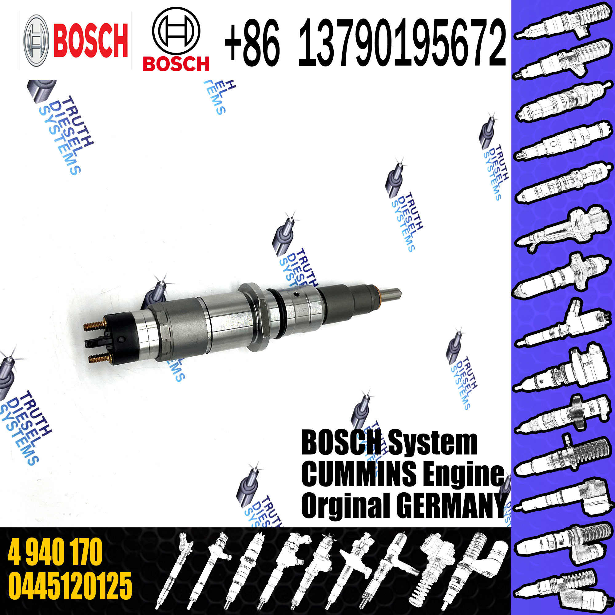 Common rail fuel injector 0445120236 0445120125 0445120029 5263308 4940170 4939061 3973060 3965721for QSL9 QSC8.3