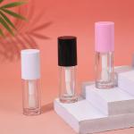 White, Black, Pink Plastic Lip Glaze Tube With Brush, Customizable Logo