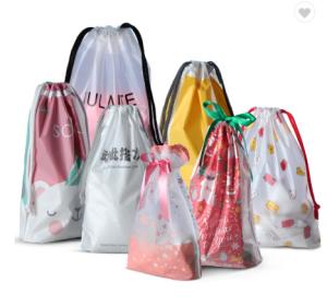 Wholesale Waterproof Cartoon Frosted CPE PE Drawstring Gift Bag Eco-Friendly Custom Clothing Packaging Bag from china suppliers