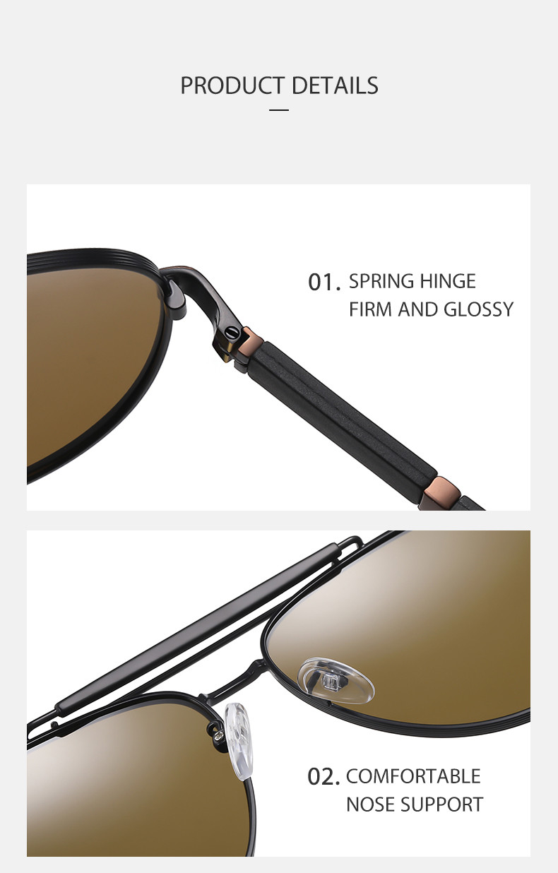 HD Polarized Round Metal Sunglasses Driving Anti Glare Sunglasses 61mm Lens