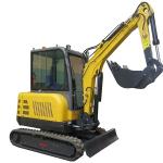 Long Arm 3 Ton Mini Digger CE Euro 5 Engine Rubber Tire Mini Excavator