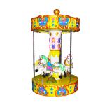Coin Operated Merry Go Round Kiddie Rides 3 Seats Mini Carousel For Kindergarten