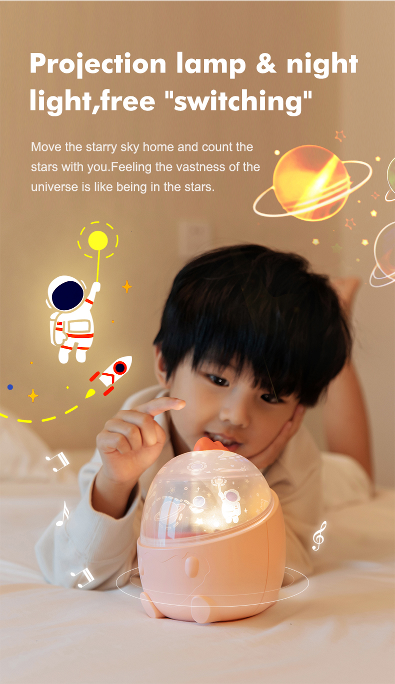 New Cute Dinosaur Sky projection Night Light Rotating Music box Projector USB rechargeable table lamp For Kids Holiday G