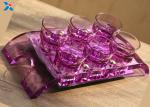 6 Holes Clear Purple Acrylic Cup Holder , Recyclable Acrylic Serving Platter