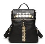 Boutique fashion leather handbag shoulder bag black backpack female