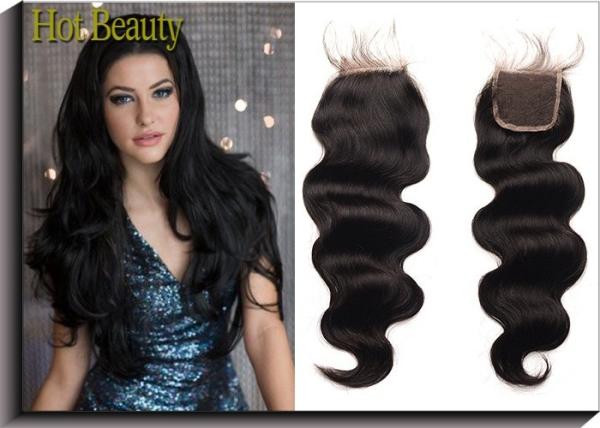 14 Inch / 16 Inch Natural Black Weft 100% Virgin Loose Wave Human Hair Shedding