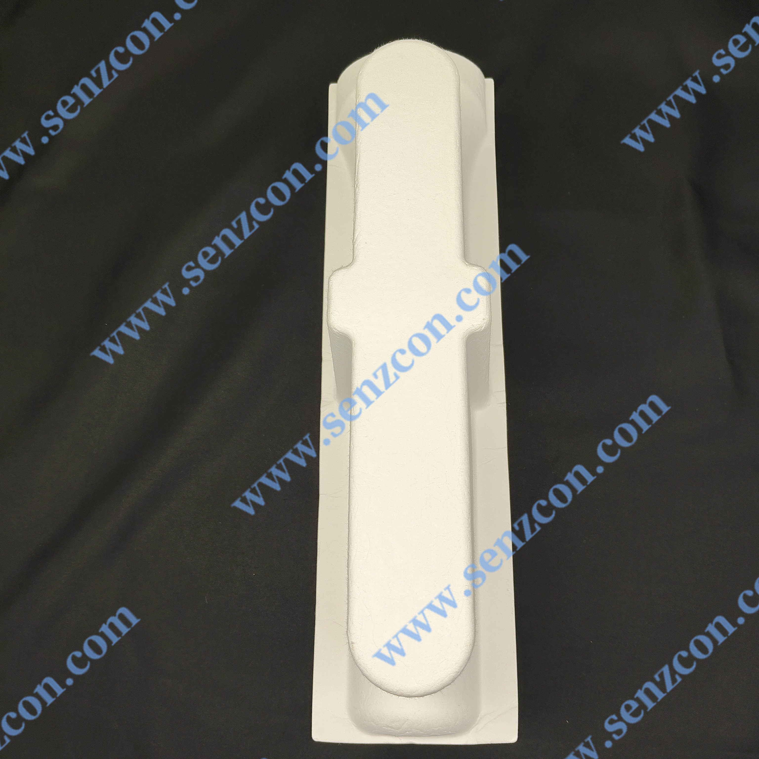 Paper pulp molding packaging for small household appliances. Foldable hair straighteners and hair curling irons. Environmentally friendly white paper