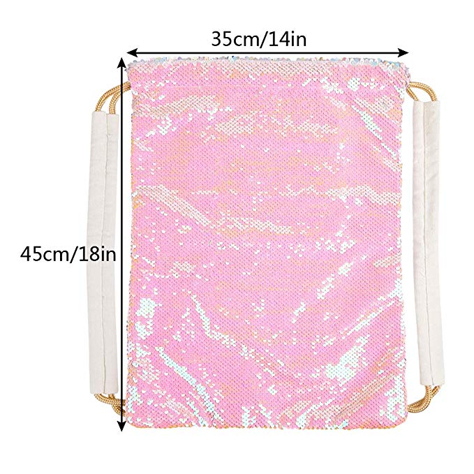 Adjustable Cord Mesh Drawstring Bags , Glitter Drawstring Backpack Secure Inner Pocket