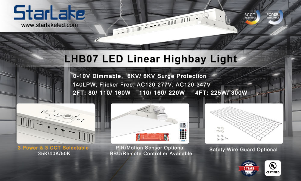 Premium LED Linear Highbay Light 150Lm/W 225W Dimmable LED Tunnel Lights