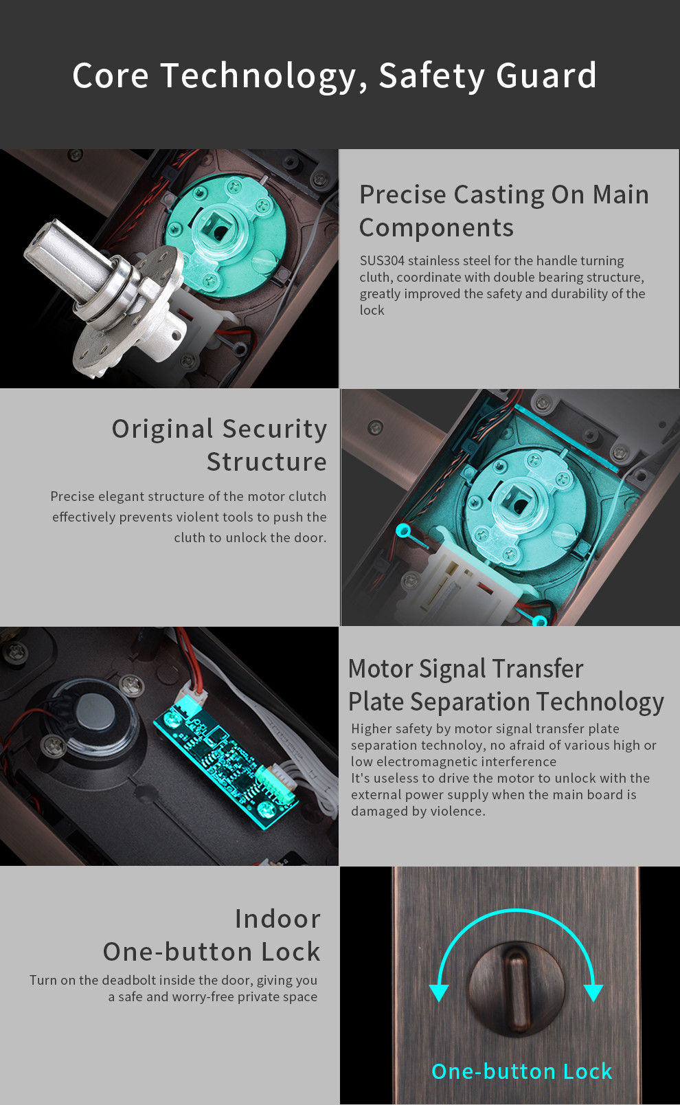 Glomarket Smart Door Lock Fingerprint Intelligent Zinc Alloy Lock with Smart Lock WiFi Tuya APP for Home