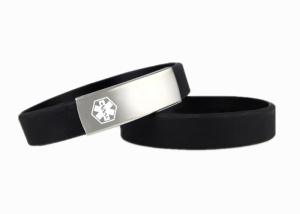 Wholesale Slim Custom ID Wristbands , Silicone Medical ID Bands With Etched / Filled Color Logo from china suppliers