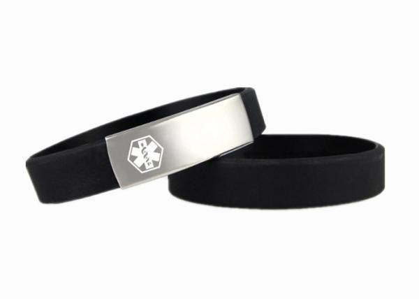 Slim Custom ID Wristbands , Silicone Medical ID Bands With Etched / Filled Color