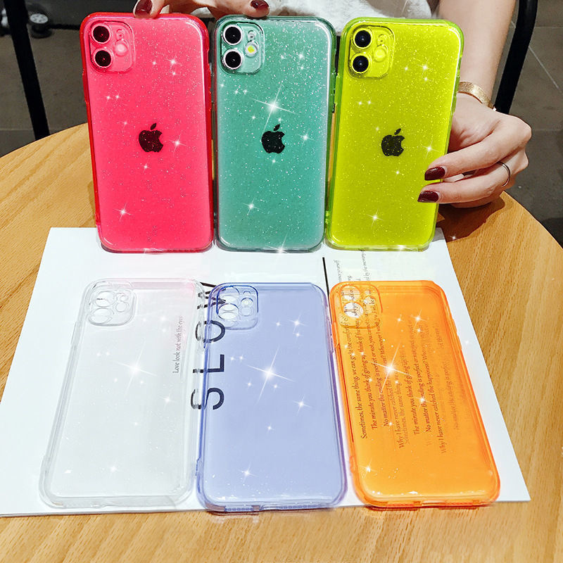 Iphone 11 Shockproof Phone Cases Neon Glitter Camera Protector 1.5mm Thickness Durable