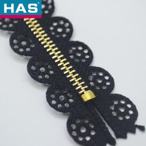 Wholesale HAS #3 Decorative Lace hollow Zipper with Black Eyelet Tape from china suppliers