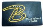 Brown stamped heat burned metal pin logo suede Leather Patches for jeans