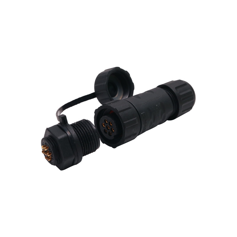 10A Circular Plastic Waterproof Connectors High Power 7pins Assembly Female To Panel Mount Connector