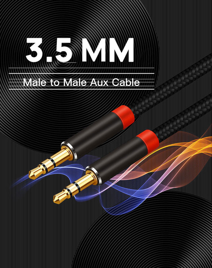 Nylon Braided 3m Stereo Audio Aux Cable With Standard 3.5mm Audio Jack
