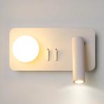 White Reading acrylic ball Wall Lamp 3W +5W Interior Bedroom Bedside Desk Wall