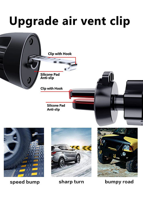 Dual Release Button Car Air Vent Phone Holder Auto Lock 360 Rotation ODM
