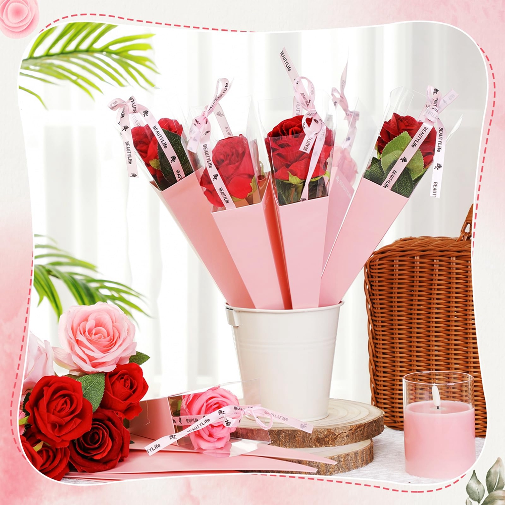 Handmade Custom Cut Valentine's Day Rose Sleeves in Gravure Printed Kraft Paper Bag