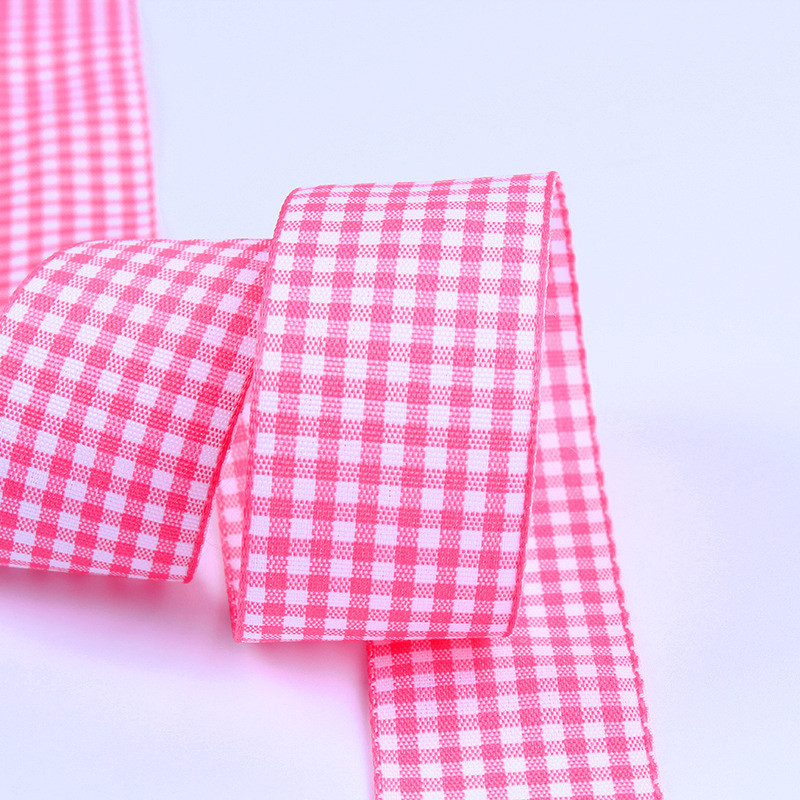 2.5cm Polyester Plaid Ribbon for Gift Packing and Chocolate Box Ribbon Bow Decoration