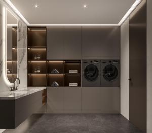 Wholesale Dual Functional Meridian Gray Custom Laundry Room Cabinets With Quartz Countertop from china suppliers