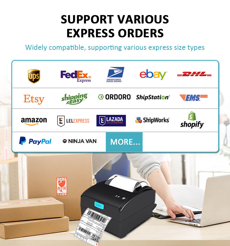 High Speed Shipping Thermal Label Printer 3 Inch USB LAN Bluetooth Barcode Label Printer
