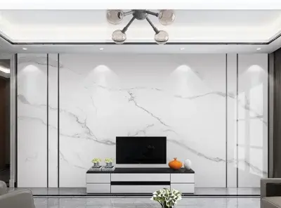 Custom Black 3D Printing PVC Marble UV Sheet for Modern Art Panels Wall Decor Interior