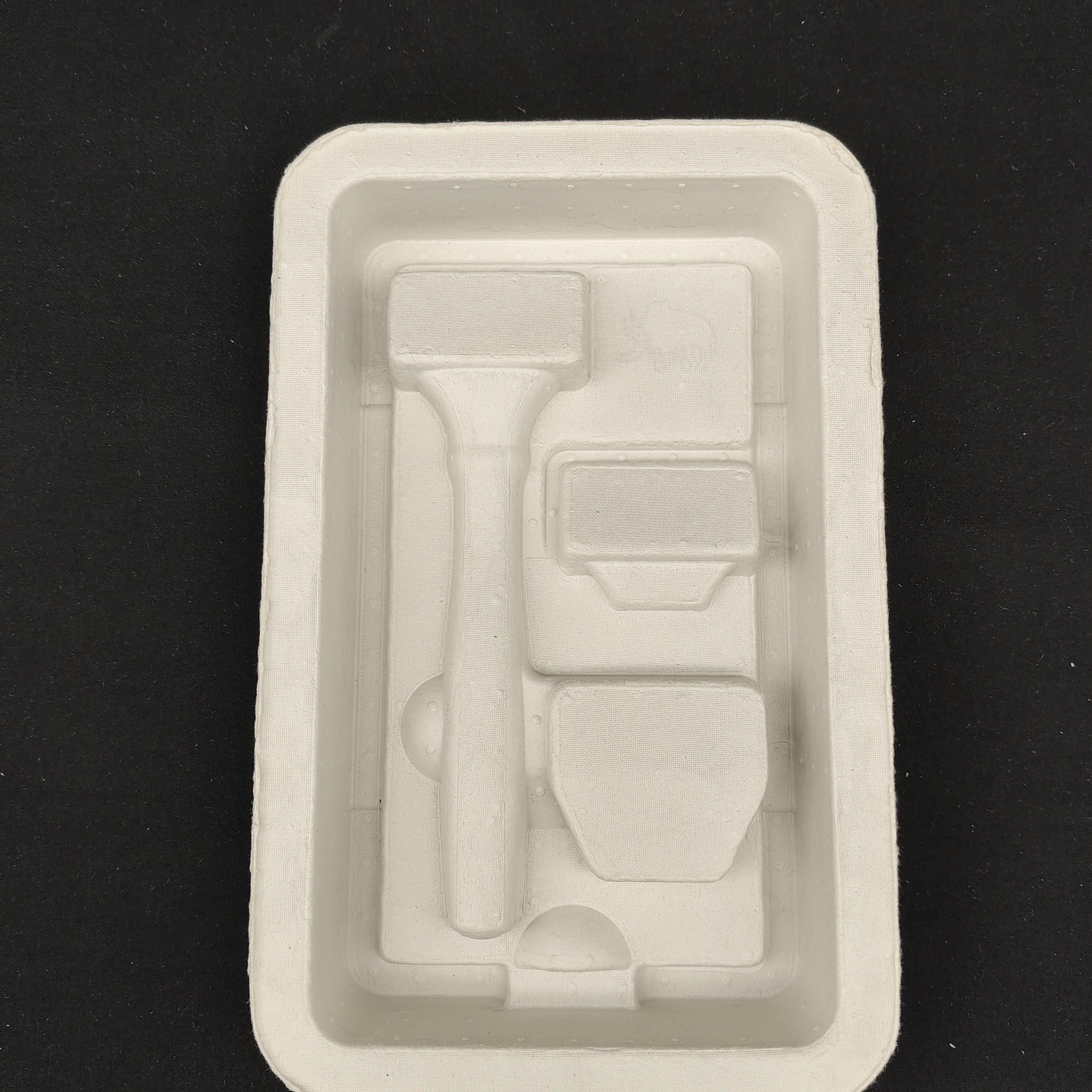 Directly supplied by the manufacturer. Environmentally friendly white plant fiber pulp molded embedded packaging base for manual razors, with