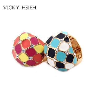 Wholesale VICKY.HSIEH Gold Tone Blue Red Exposy Ball Stretch Rings from china suppliers