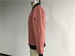 Male Dusty Pink Polyester Bomber Puffer Jacket With Contrast Rib Detail TW78442