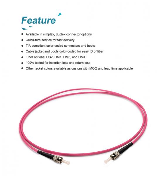 Fiber Optic Patch Cord/ST/UPC-ST/UPC Multimode OM4/ Simplex/3.0mm/ LSZH/PVC/ Violet