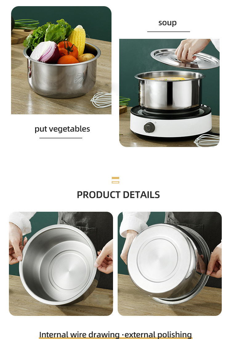 Hot Selling Kitchen 5 Pcs Cooking Pot 410 Stainless Steel Cookware Set Kitchen Soup Stock Pot Set
