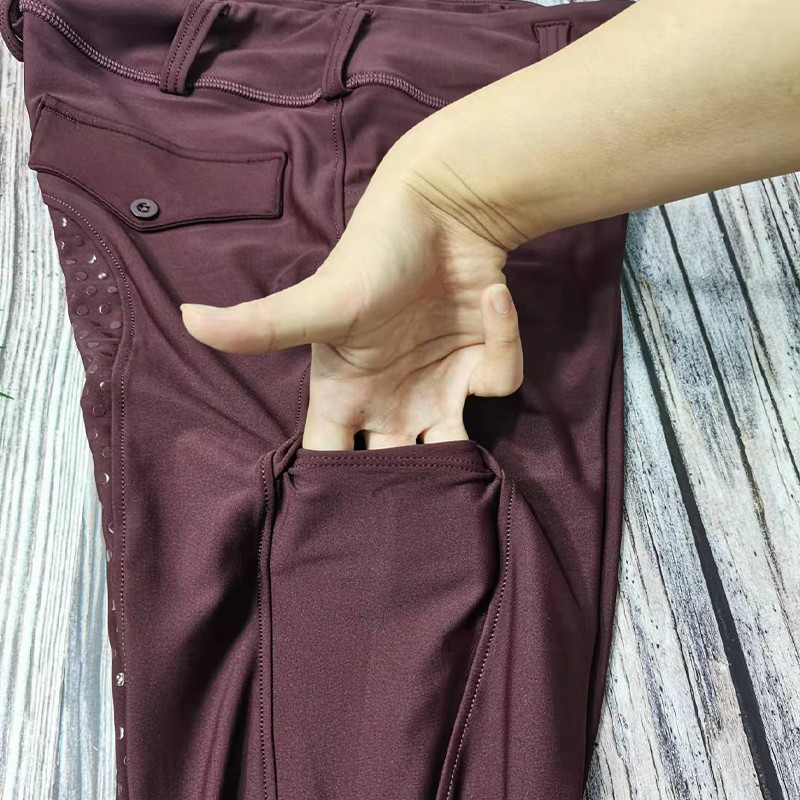 Women Burgundy Riding Breeches Quick Dry Silicone Grip Full Seat Riding Breeches